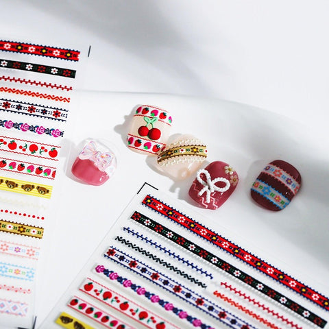Stripe Nail Stickers, Kawaii Line Nail Decals, Cute Nail Stickers, Nail Decal Art, Embossed Nails, Nail Art Supplies, DIY Nails - Miss Fairy Nails