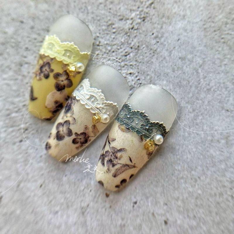 Lace Nail stickers, 5D Embossed Lace Nail Decals, Lace Nail Wraps, Nail Designer Art, Nail Decal Art, DIY Nails - Miss Fairy Nails