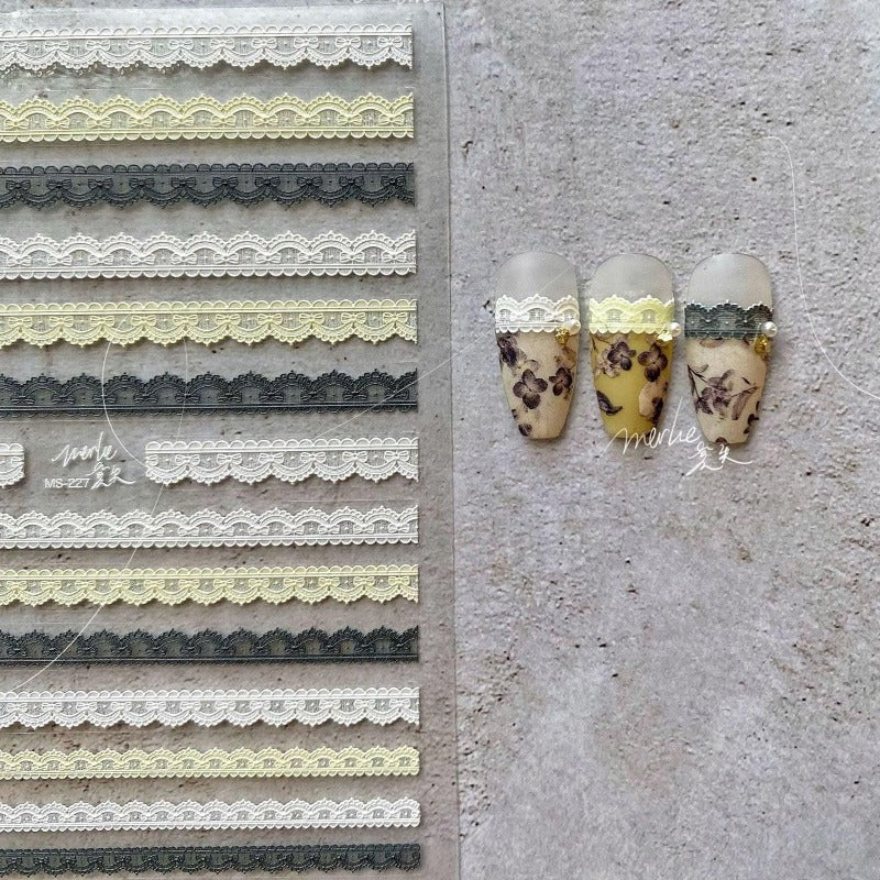 Lace Nail stickers, 5D Embossed Lace Nail Decals, Lace Nail Wraps, Nail Designer Art, Nail Decal Art, DIY Nails - Miss Fairy Nails