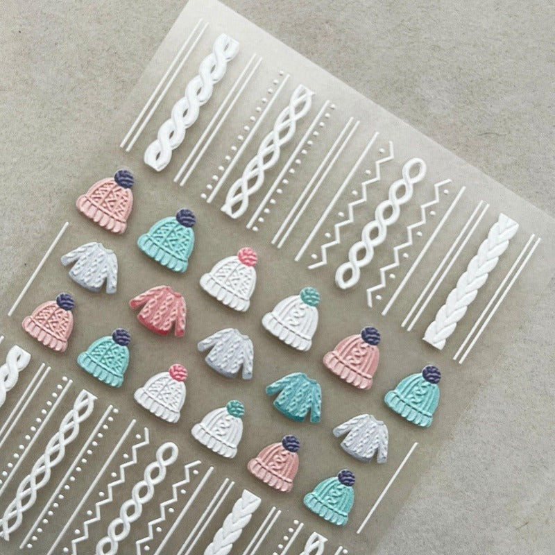 Winter Sweater Nail Stickers, Nail Art Decal, Winter Nail Stickers, Sweater Nail Decals, Embossed Nail Stickers, 5D Embossed, DIY Nails - Miss Fairy Nails