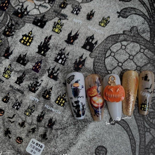 halloween castle nail sticker