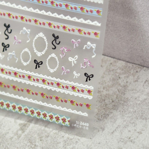 flower stripe nail sticker