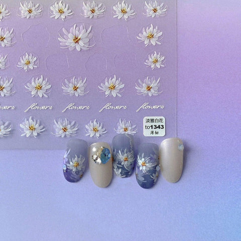 Flower Naiil Stickers, Flower Nail Decals, 3D Nail Stickers, Nail Art, DIY Nails - Miss Fairy Nails