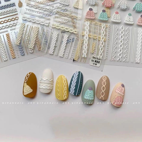 Winter Sweater Nail Stickers, Nail Art Decal, Winter Nail Stickers, Sweater Nail Decals, Embossed Nail Stickers, 5D Embossed, DIY Nails - Miss Fairy Nails