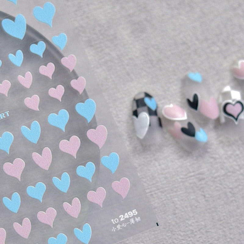 Heart Nail Stickers, Heart Nail Decals, Heart Nail Art, Nail Decal Art, 3D Nail Stickers, DIY Nails - Miss Fairy Nails