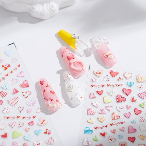 Heart Nail Stickers, Heart Nail Decals, Kawaii Heart Nail Designs, Nail Decal Art, 3D Nail Stickers, DIY Nails - Miss Fairy Nails