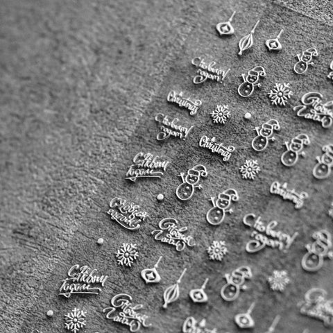 White Christmas Nail Stickers, White Winter Nail Stickers, Snowman Nail Decals, Winter Nail Decals, DIY Nails, 5D Embossed, 1 Sheet - Miss Fairy Nails