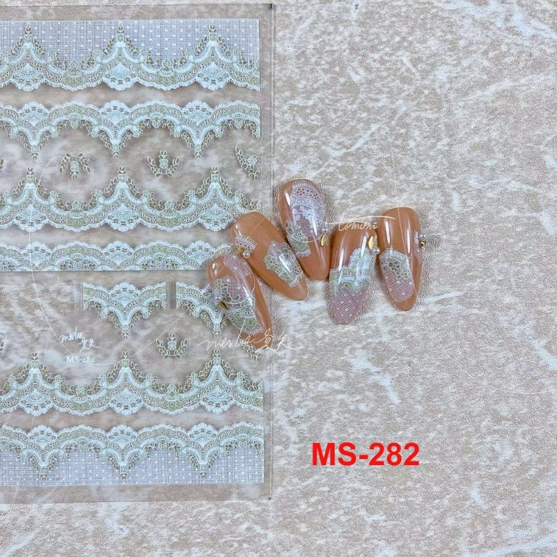 Lace Pattern Nail Stickers, Nail Art Stickers, Nail Decal, Lace Nail Designs, 3D Nail Stickers, DIY Nails - Miss Fairy Nails