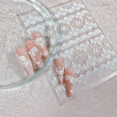 Lace Pattern Nail Stickers, Nail Art Stickers, Nail Decal, Lace Nail Designs, 3D Nail Stickers, DIY Nails - Miss Fairy Nails