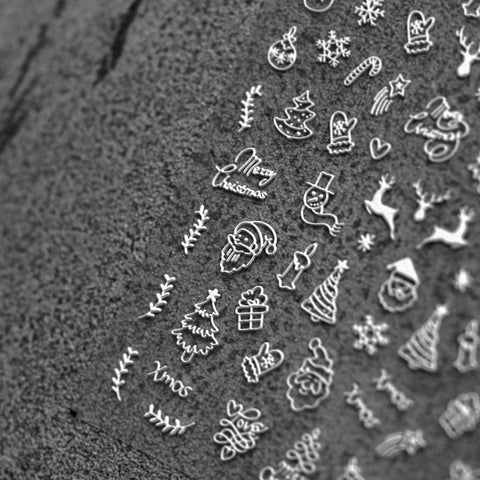 White Christmas Nail Stickers, White Winter Nail Stickers, Snowman Nail Decals, Winter Nail Decals, DIY Nails, 5D Embossed, 1 Sheet - Miss Fairy Nails