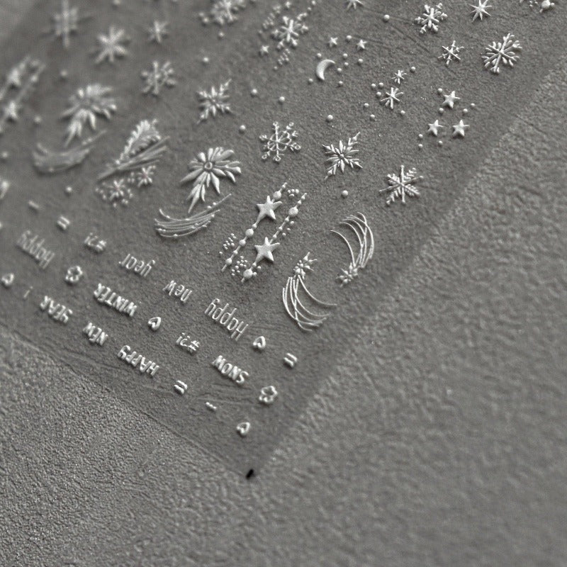 White Christmas Nail Stickers, White Winter Nail Stickers, Snowman Nail Decals, Winter Nail Decals, DIY Nails, 5D Embossed, 1 Sheet - Miss Fairy Nails