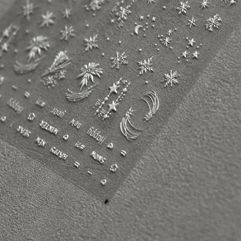 White Christmas Nail Stickers, White Winter Nail Stickers, Snowman Nail Decals, Winter Nail Decals, DIY Nails, 5D Embossed, 1 Sheet - Miss Fairy Nails