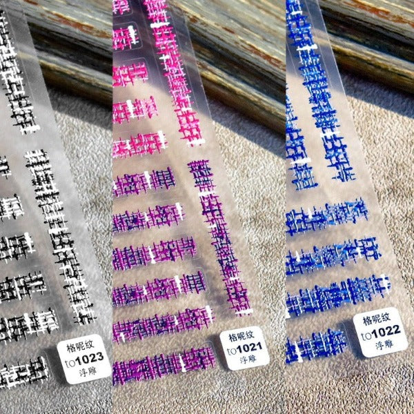Plaid Pattern Nail Stickers, Winter Nail Stickers, Winter Nail Art, Nail Decals, 5D Embossed, DIY Nails - Miss Fairy Nails