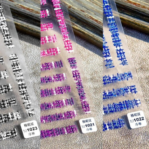 Plaid Pattern Nail Stickers, Winter Nail Stickers, Winter Nail Art, Nail Decals, 5D Embossed, DIY Nails - Miss Fairy Nails