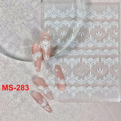 Lace Pattern Nail Stickers, Nail Art Stickers, Nail Decal, Lace Nail Designs, 3D Nail Stickers, DIY Nails - Miss Fairy Nails