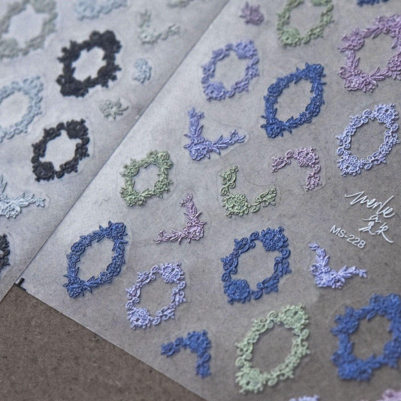Lace Frame Nail Stickers, Frame Nail Decals, Lace Nail Design, Nail Decal Art, Embossed Nail Stickers, One Sheet - Miss Fairy Nails