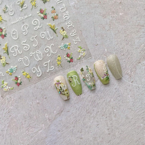 Embroidery flower nail sticker