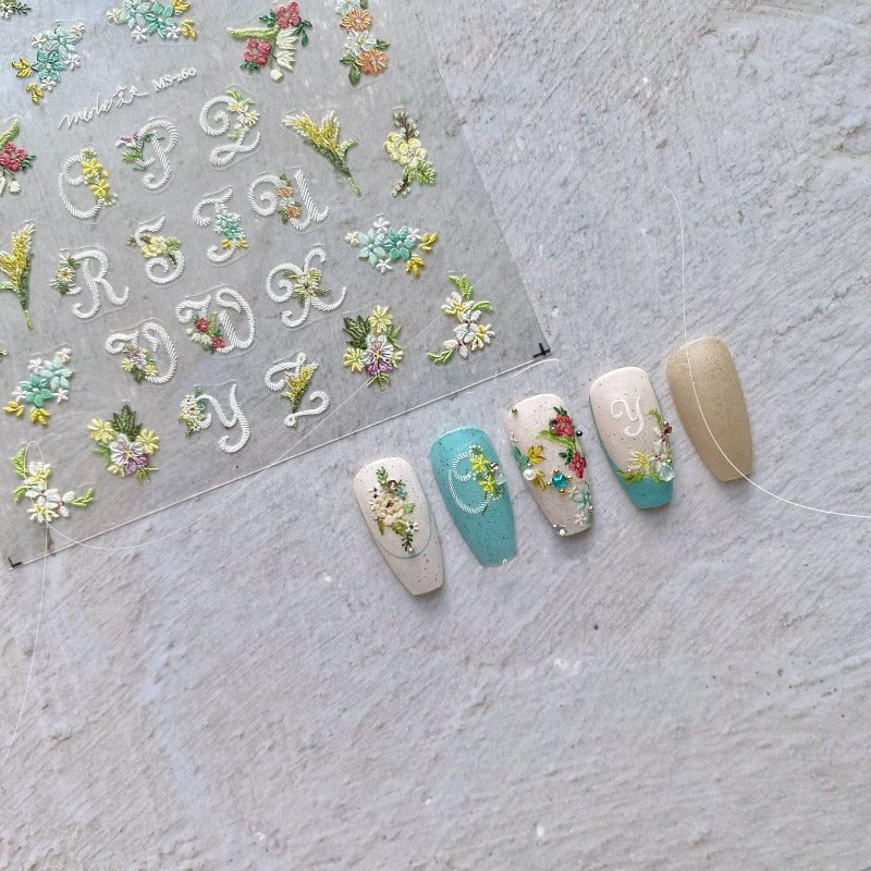 aesthetic flower nail sticker