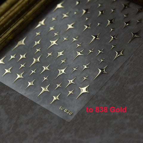 Gold/Silver Star Nail Stickers, Star Nail Decals, 3D Nail Stickers, Nail Decal Art, DIY Nails - Miss Fairy Nails
