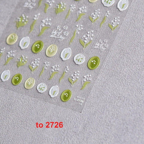 Lily of the Valley Nail Stickers, Flower Nail Stickers, Flower Nail Decals, Spring Nail Stickers, Flower Nail Art, 5D Embossed, DIY Nails - Miss Fairy Nails