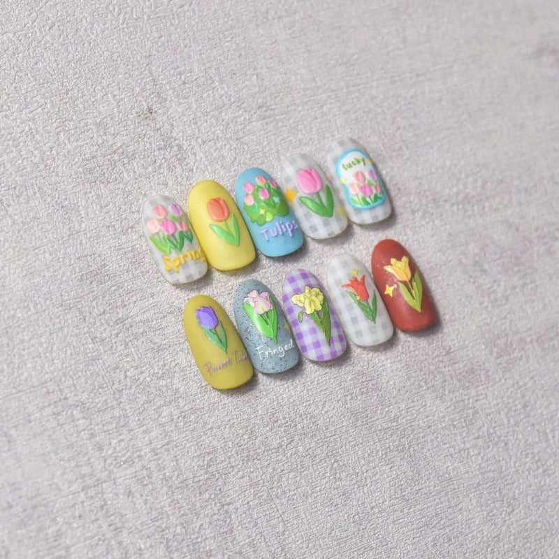 Tulip Nail Stickers, Flower Nail Decals, Spring Nail Art, Kawaii Nail Stickers, 5D Embossed, DIY Nails, Manicure Sticker - Miss Fairy Nails