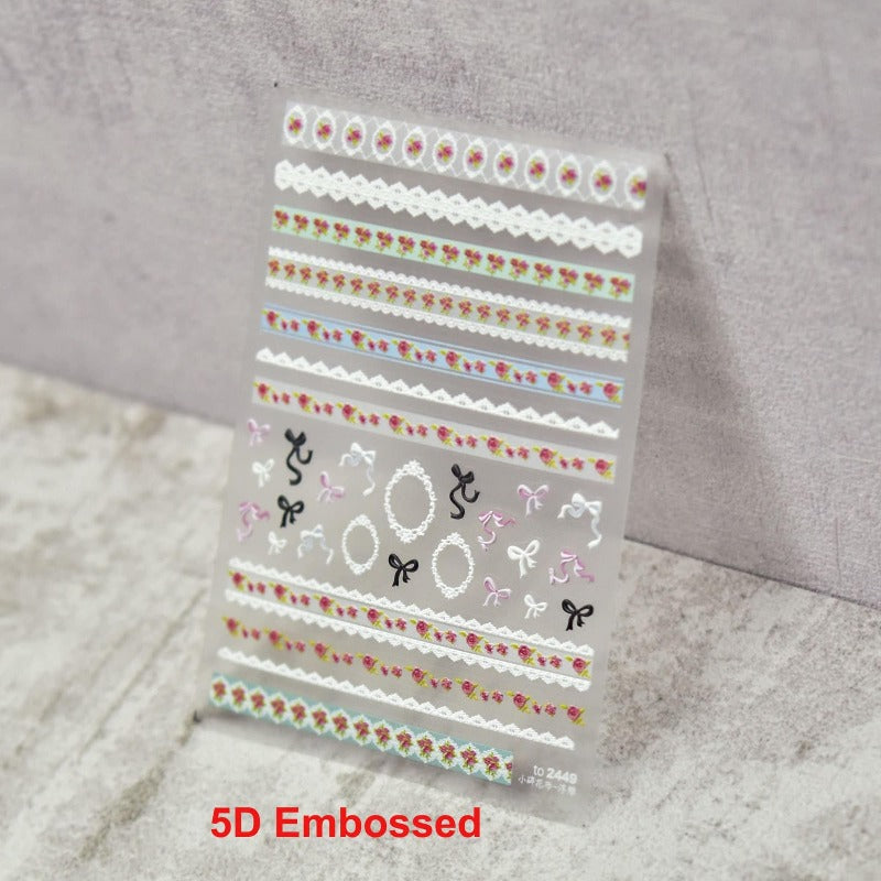 flower stripe nail sticker