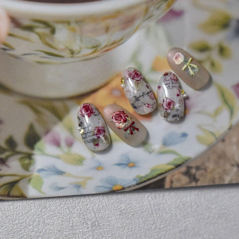 Red Rose Nail Stickers, Rose Nail Decals, Floral Nail Stickers, Flower Nail Decals, Spring Nail Art, DIY Nails - Miss Fairy Nails