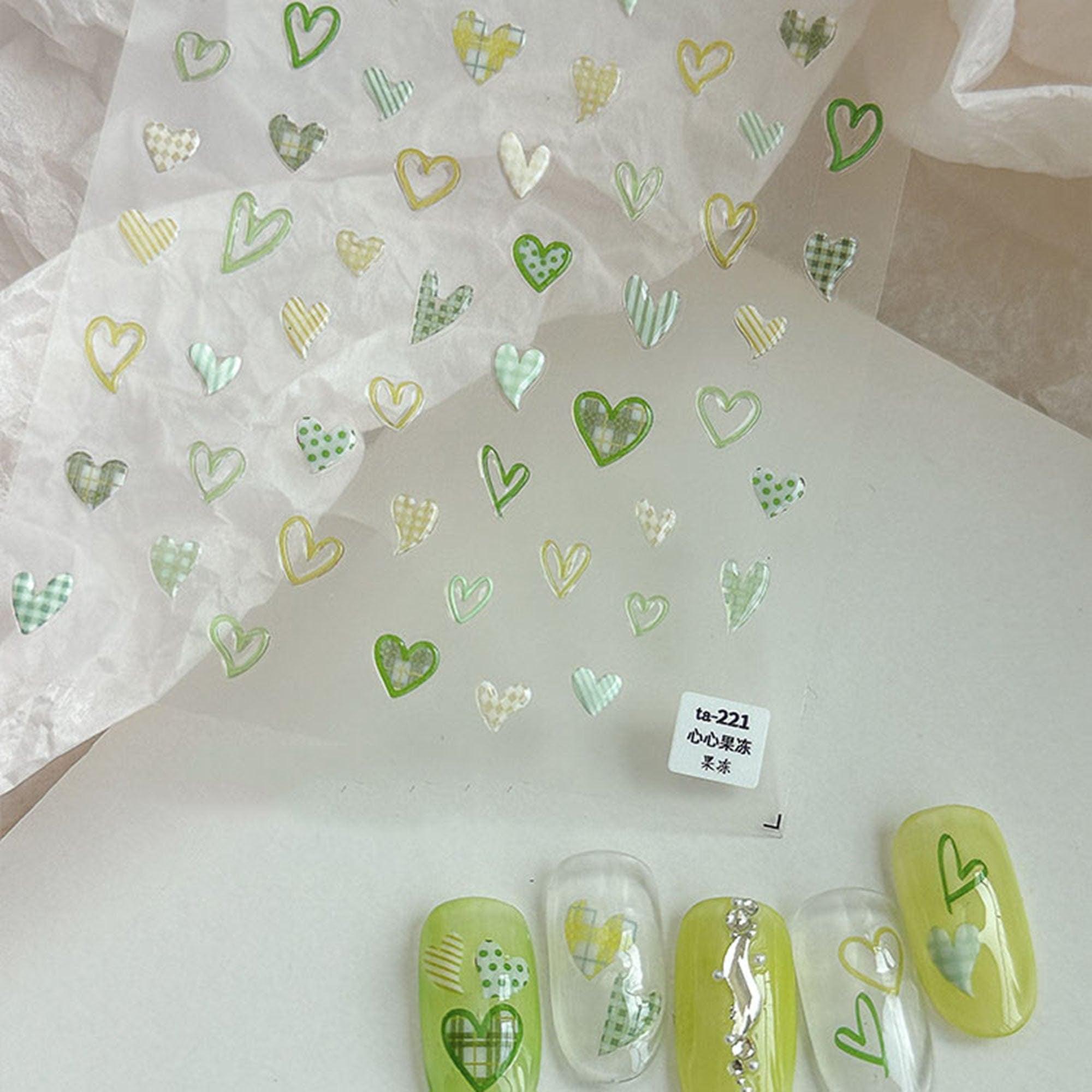 Heart Nail Stickers, Jelly Style Heart Nail Art, Heart Nail Decals, Kawaii Heart Nail Design, 3D Nail Stickers, DIY Nails - Miss Fairy Nails