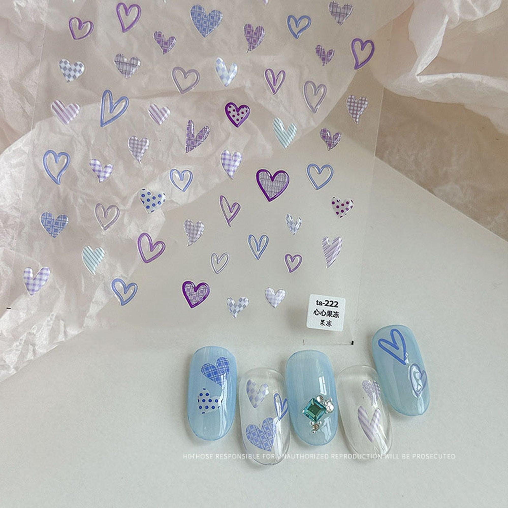 Heart Nail Stickers, Jelly Style Heart Nail Art, Heart Nail Decals, Kawaii Heart Nail Design, 3D Nail Stickers, DIY Nails - Miss Fairy Nails