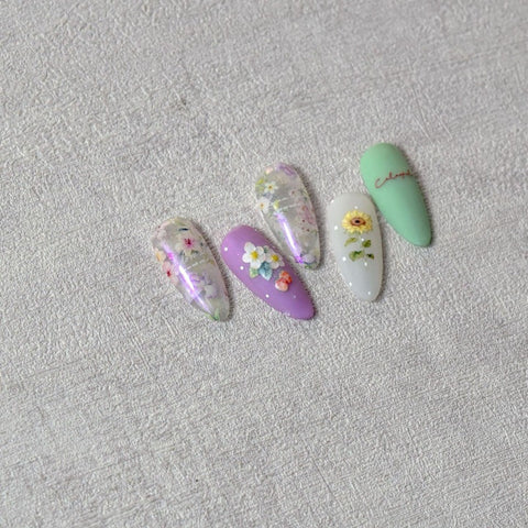 Flower Nail Stickers, Floral Nail Decals, Spring Flower Nail Sticker, Spring Nail Art, Nail Supplies, DIY Nails - Miss Fairy Nails