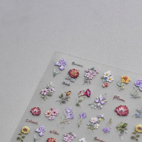 Flower Nail Stickers, Floral Nail Decals, Spring Flower Nail Sticker, Spring Nail Art, Nail Supplies, DIY Nails - Miss Fairy Nails