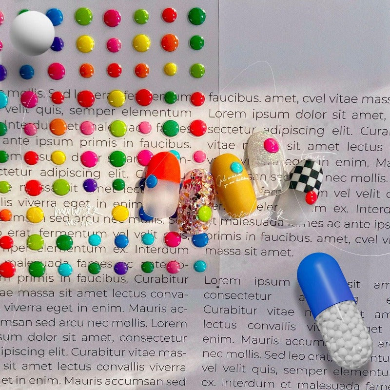 Jelly Style Nail Stickers, Colorful Dots Nail Decals, Colorful Alphabet Nail Decals, Letters Nail Stickers, DIY Nails - Miss Fairy Nails