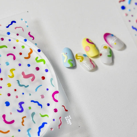 Jelly Style Nail Stickers, Colorful Dots Nail Decals, Colorful Alphabet Nail Decals, Letters Nail Stickers, DIY Nails - Miss Fairy Nails