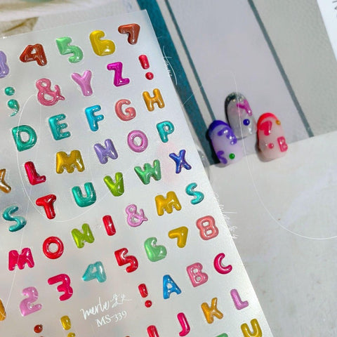 Jelly Style Nail Stickers, Colorful Dots Nail Decals, Colorful Alphabet Nail Decals, Letters Nail Stickers, DIY Nails - Miss Fairy Nails