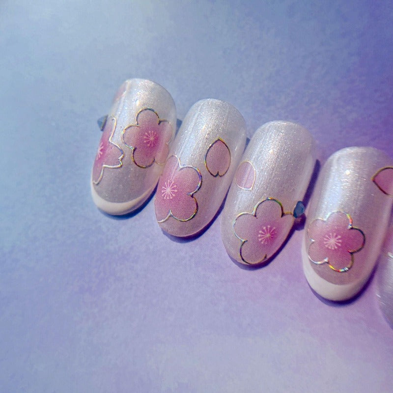 Gold Frame Flower Nail Stickers, Floral Nail Decals, Flower Nail Art, Self-Adhesive Nail Stickers, Nail Accessories, DIY Nails - Miss Fairy Nails