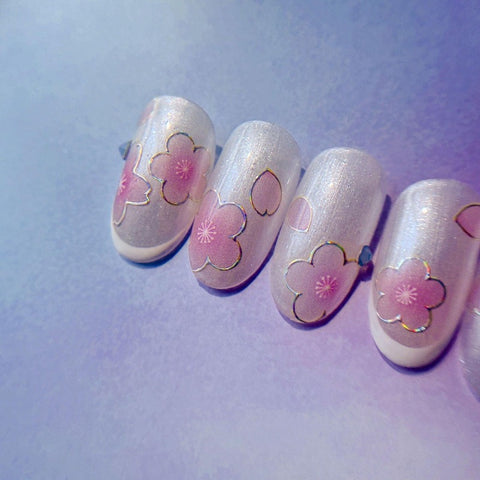 Gold Frame Flower Nail Stickers, Floral Nail Decals, Flower Nail Art, Self-Adhesive Nail Stickers, Nail Accessories, DIY Nails - Miss Fairy Nails