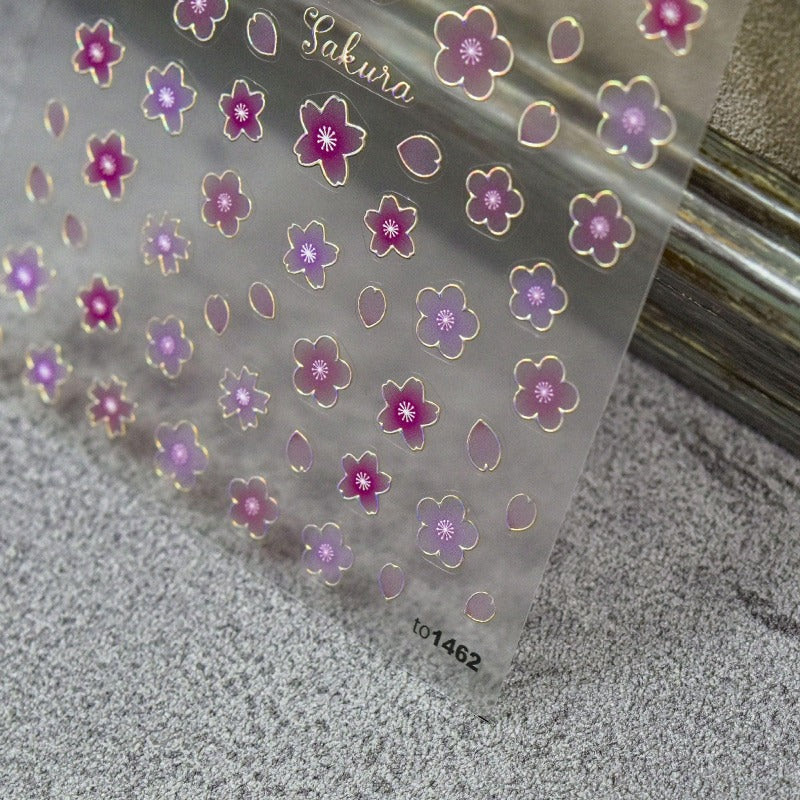 Gold Frame Flower Nail Stickers, Floral Nail Decals, Flower Nail Art, Self-Adhesive Nail Stickers, Nail Accessories, DIY Nails - Miss Fairy Nails