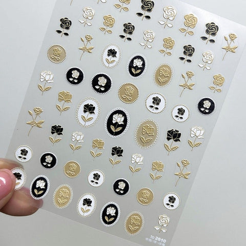 Flower Nail Stickers, Flower Stamp Nail Stickers, Dainty Flower Decals, Aesthetic Nail Decals, 5D Embossed, DIY Nails - Miss Fairy Nails